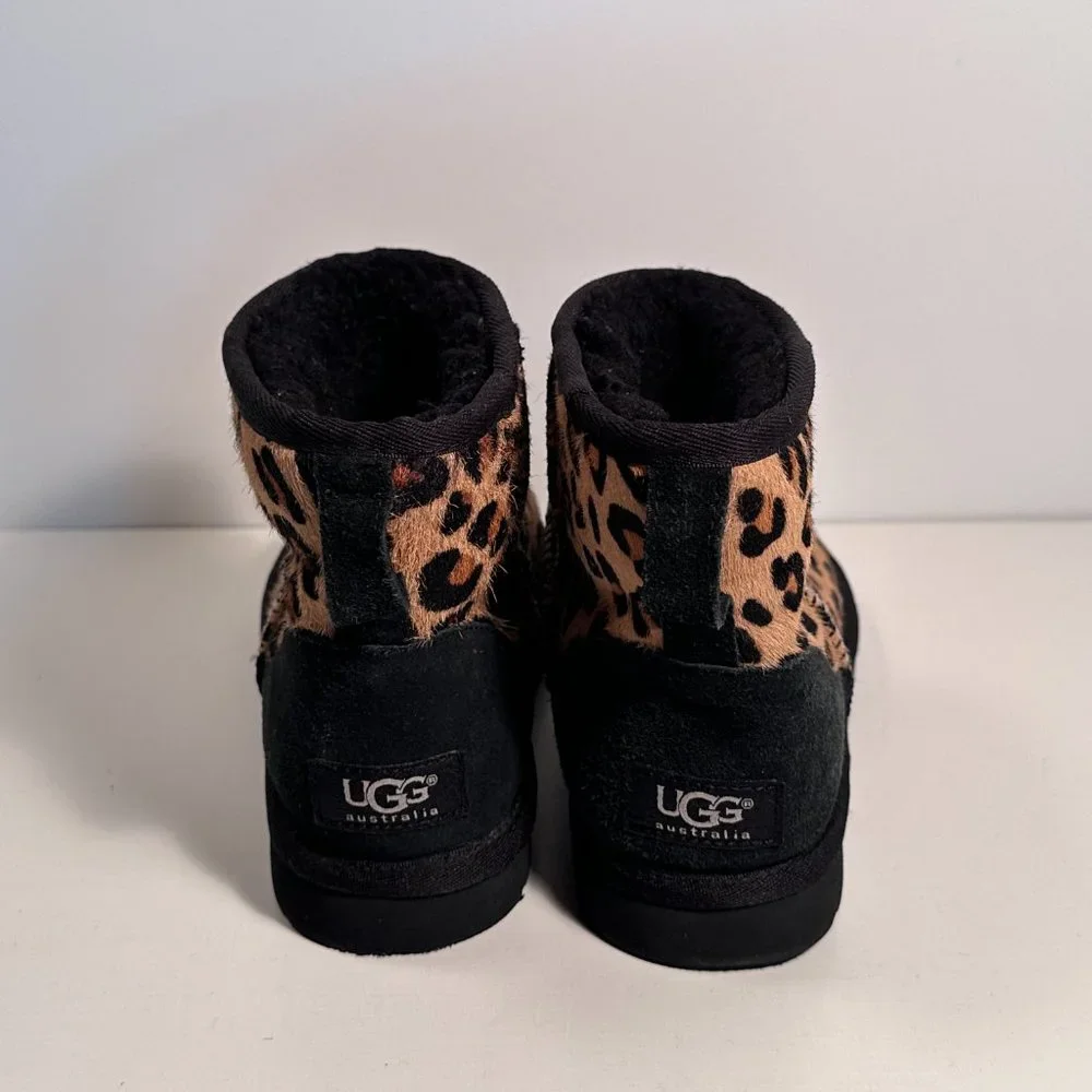 Ugg Ultra Mini Spotty Animal Print Pony Hair Shearling Boots Women Size 6 - Picture 2 of 8